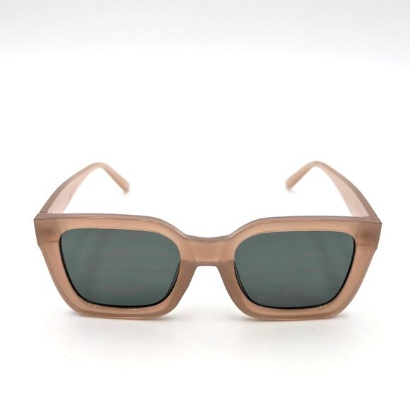 Aire Abstraction Rectangle Sunglasses Fawn Frame with Green Mono Lens One Size - Picture 3 of 5